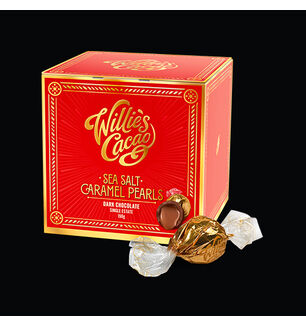 Willies Sea Salt Caramel Pearls Dark Chocolate 150g