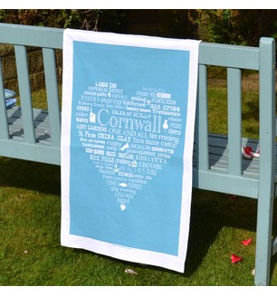 The Cornish Heart Tea Towel Blue