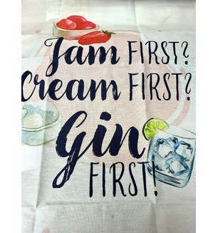 Jam First? Cream First? Gin First? Tea Towel