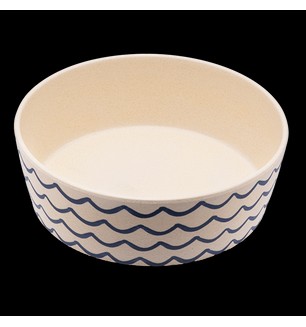 Printed Bamboo Dog Bowl - Wave Design- Small