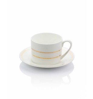 Taylor & Moor White China Tea Cup & Saucer With Gold Trim