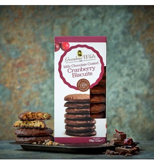 Milk Chocolate Coated Cranberry Biscuits