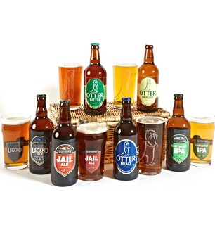 Six Devon Ales with Six Ale Glasses