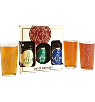 Otter Brewery Ale & Bitter Gift Pack -Plus 3 Otter Pint Glasses