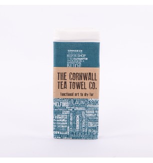 The Cornish Map Tea Towel Sea Green