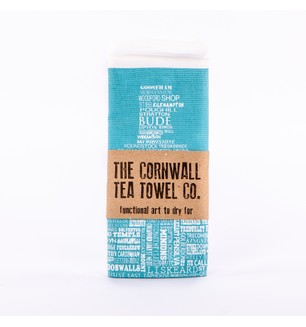 The Cornish Map Tea Towel Blue