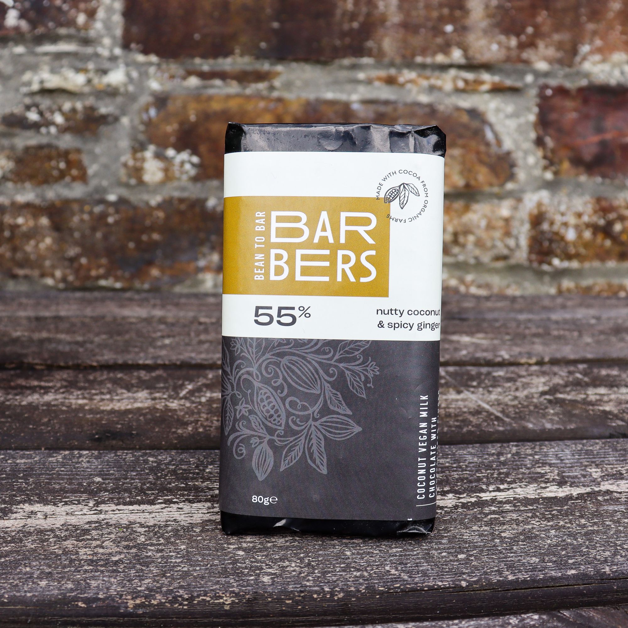 Barbers Chocolate 55% Coconut Milk Chocolate with Crystalised Ginger (vegan) - 80g
