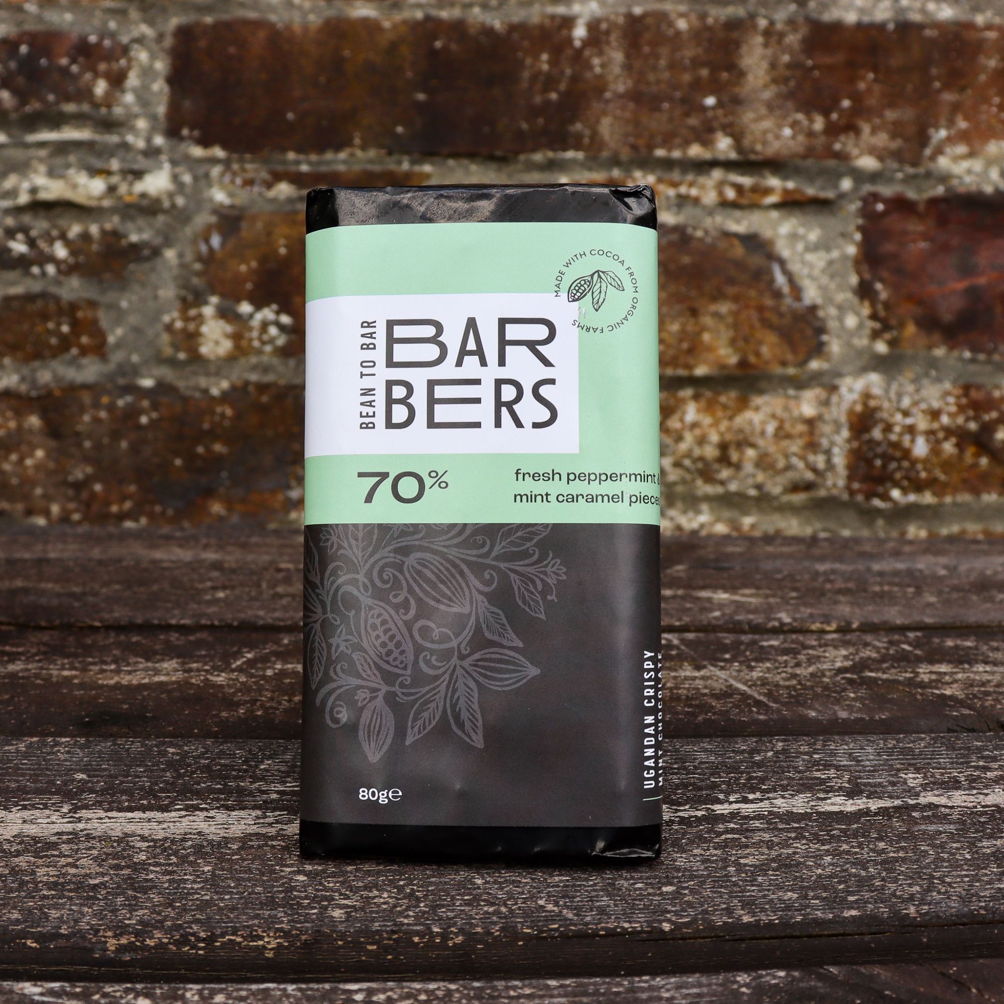 Barbers Chocolate 70% Mint (vegan) - Ugandan crispy mint chocolate 80g