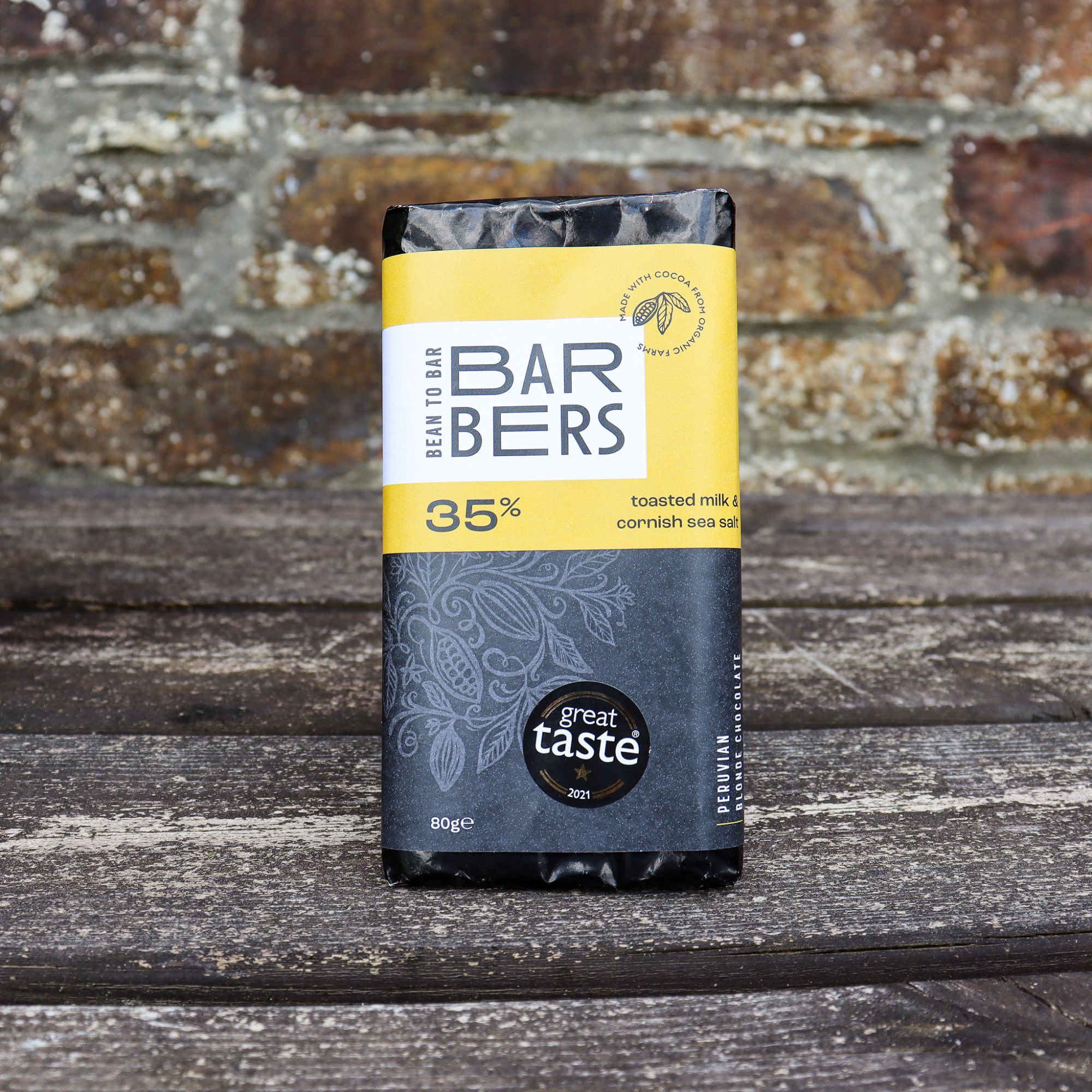 Barbers Chocolate 35% Peruvian Blonde Chocolate - toasted milk and cornish sea salt - 80g