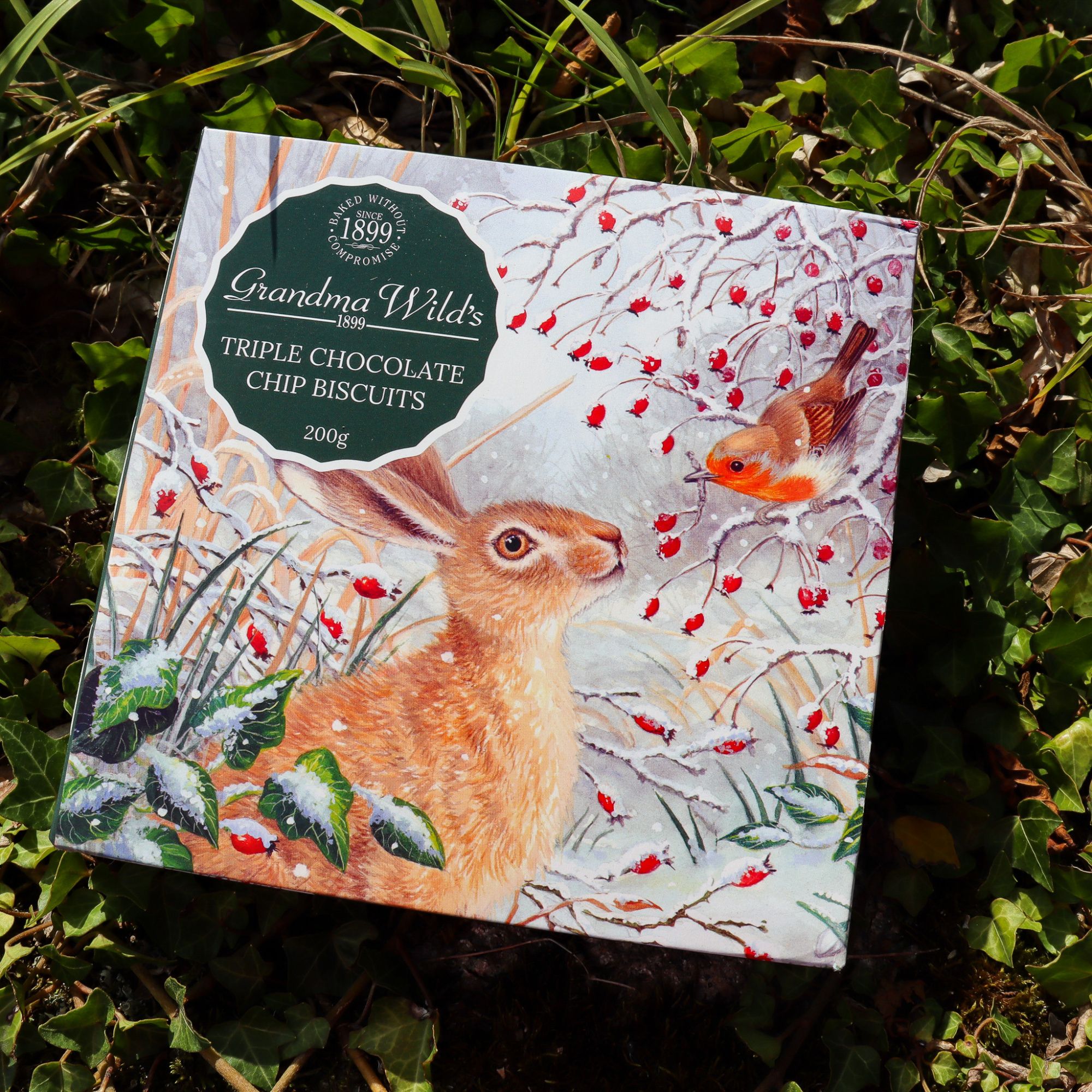 Grandma Wild's Triple Chocolate Chip Biscuits (Christmas Hare & Robin Box)★ 200g