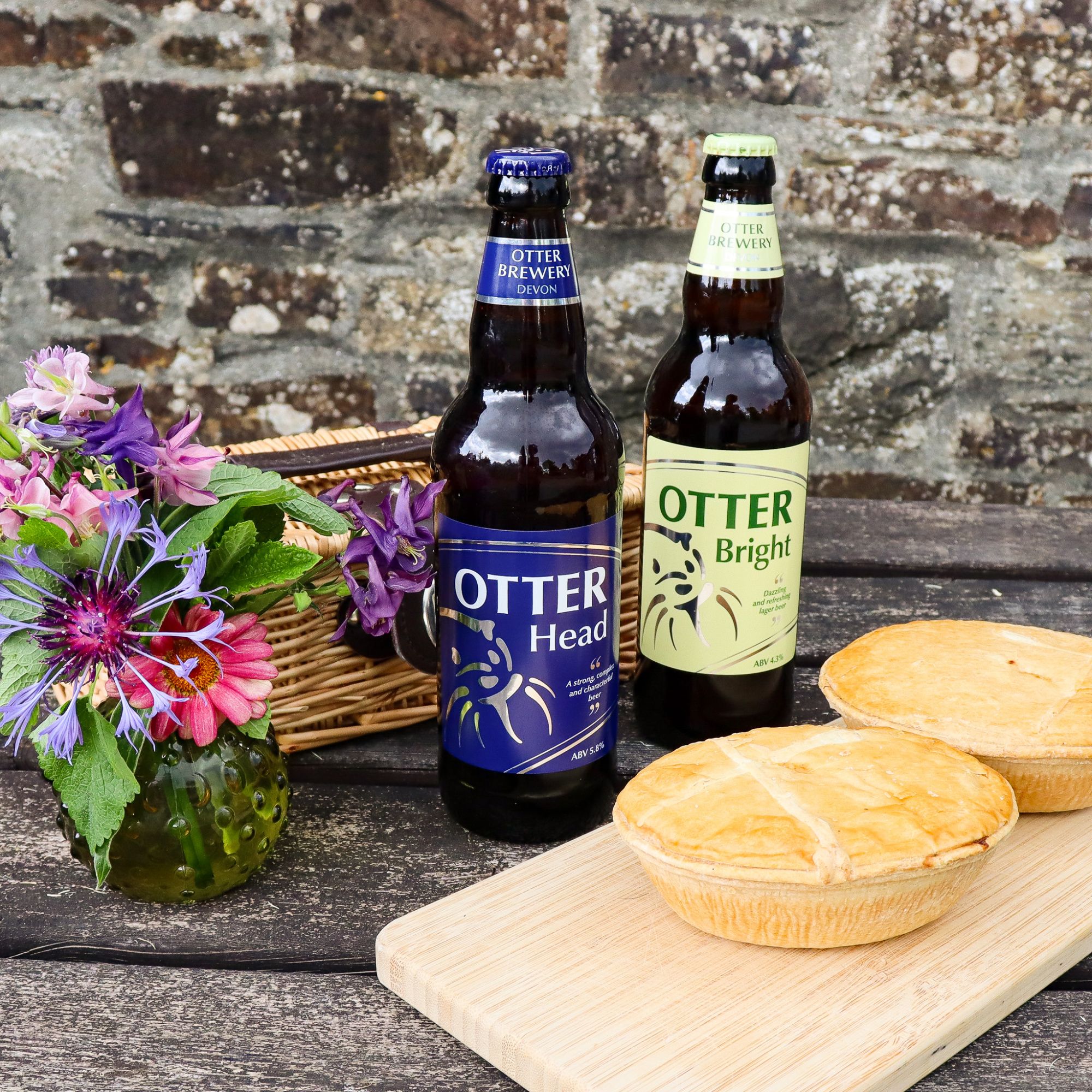 Devon Pie & Otter Beers Hamper - Wicker Hamper