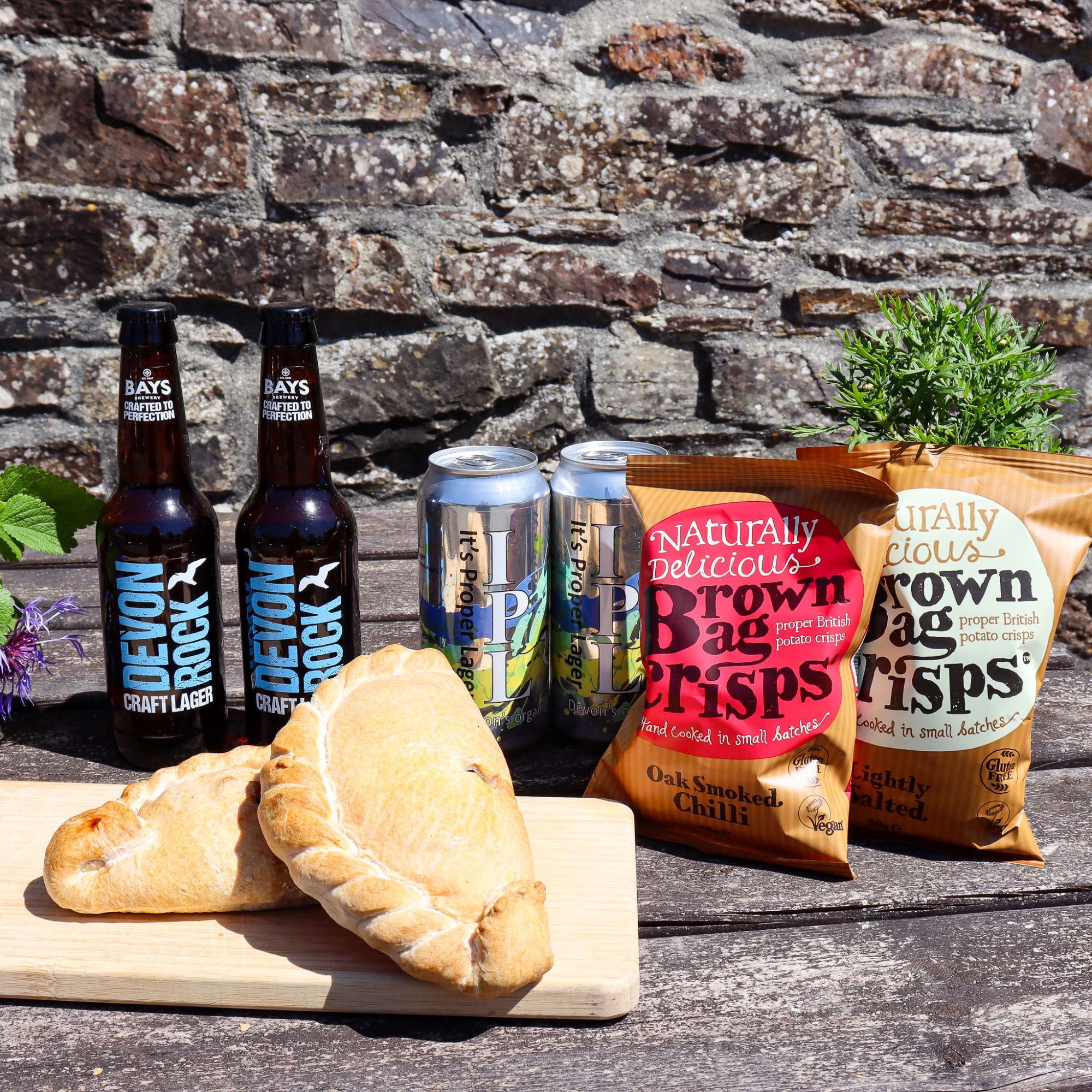 Devon Lager, Cornish Pasty & Crisps Hamper - Wicker Hamper