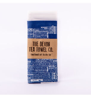 The Devon Map Tea Towel in Navy Blue