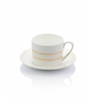 Taylor & Moor White China Tea Cup & Saucer With Gold Trim
