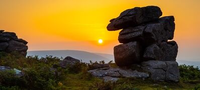 Sunset,View,Of,Dartmoor,National,Park,,A,Vast,Moorland,In