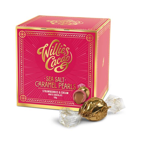Willies Strawberries & Cream Sea Salt Caramel Pearls 150g