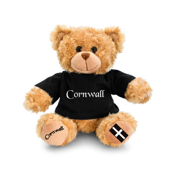 Cornwall Hug Me Teddy Bear - Black T Shirt