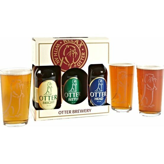 Otter Brewery Ale & Bitter Gift Pack - 3 x 500ml Plus 3 Otter Pint Glasses